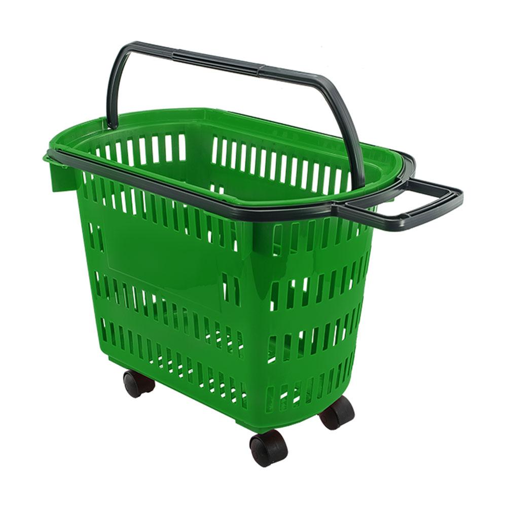 Cesto de Compras Para Supermercado Tamanho Grande Com Rodízio D300 - Della Plast