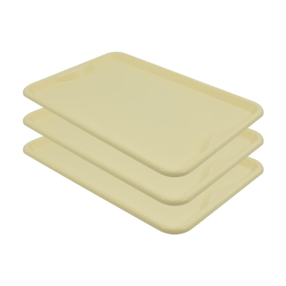 Conjunto 3 Bandejas Plásticas Self-Service Refeição 48x32,5x2 BR-100 Bege - Della Plast