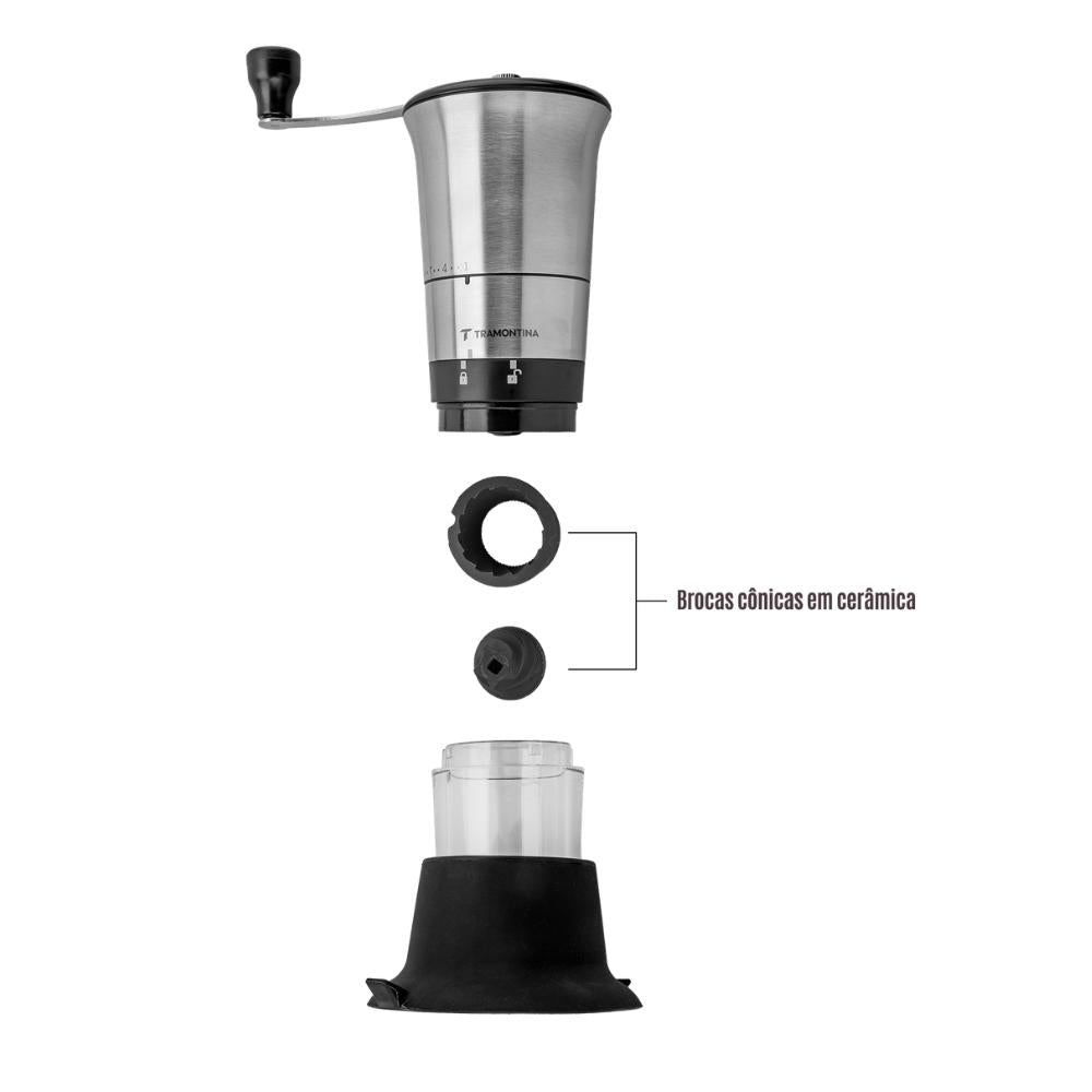 Moedor Para Café em Aço Inox Com Copo de Acrílico e Moinho em Cerâmica - Tramontina 61769000