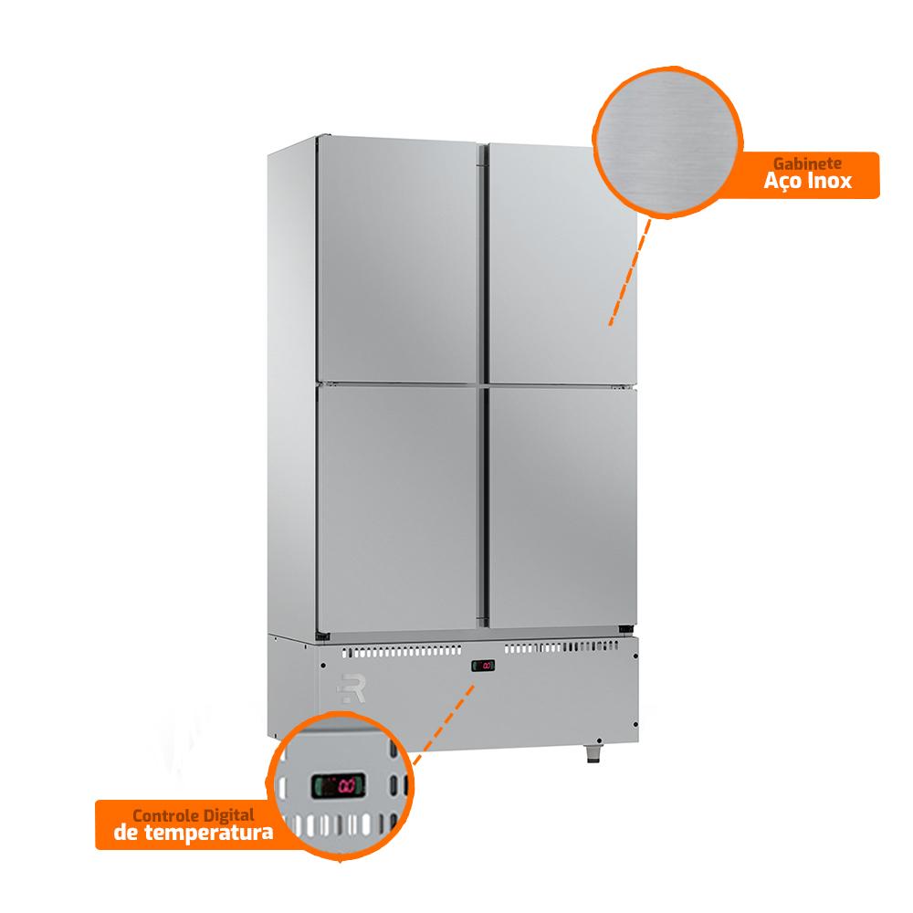 Mini Câmara Profissional Congelada 4 Portas -10°C a -18°C Ar Forçado 588L Inox MCCO4P MI 220V - Refrimate