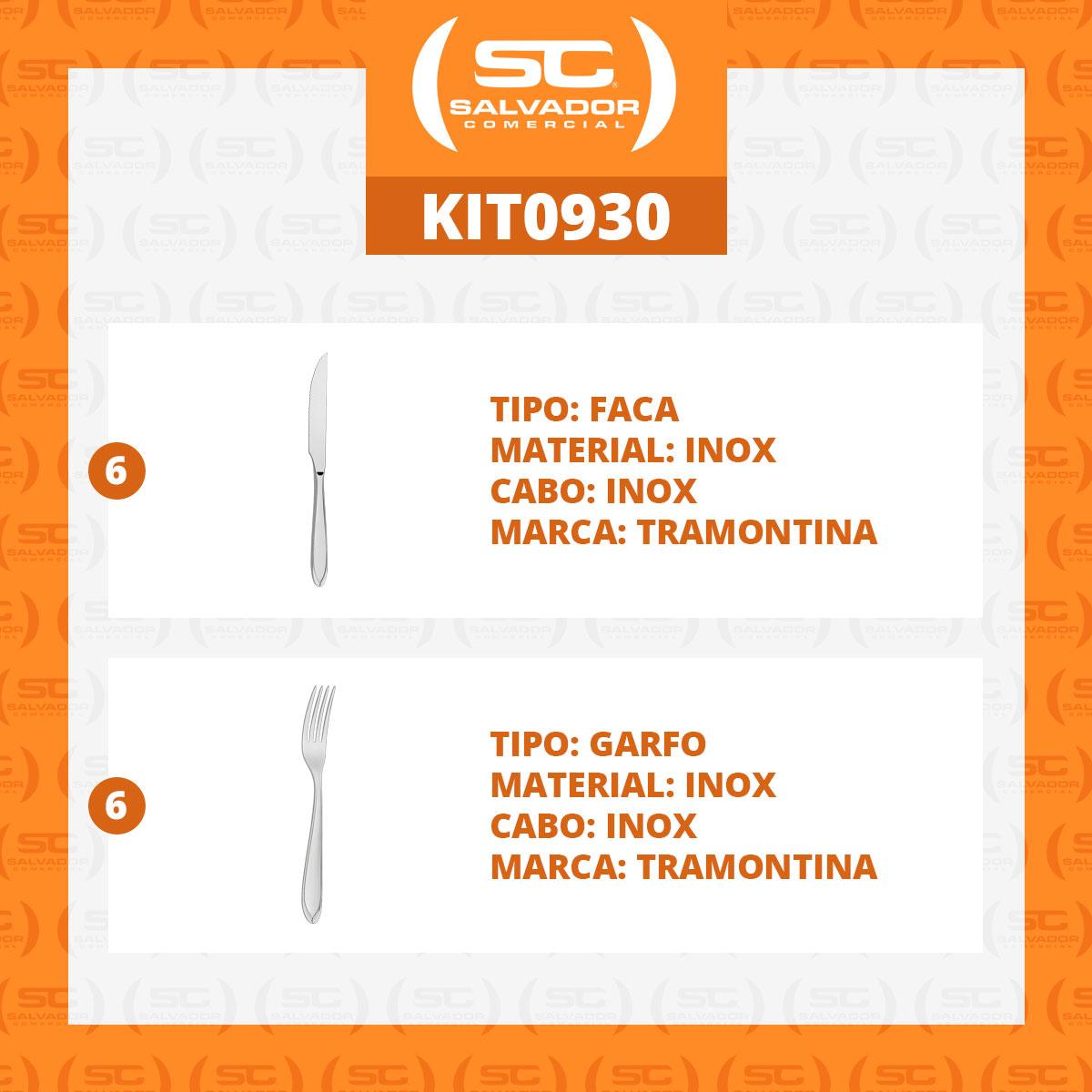 KIT - Jogo de Faca e Garfo Luxo Laguna 12 Peças em Aço Inox ITOP - Tramontina