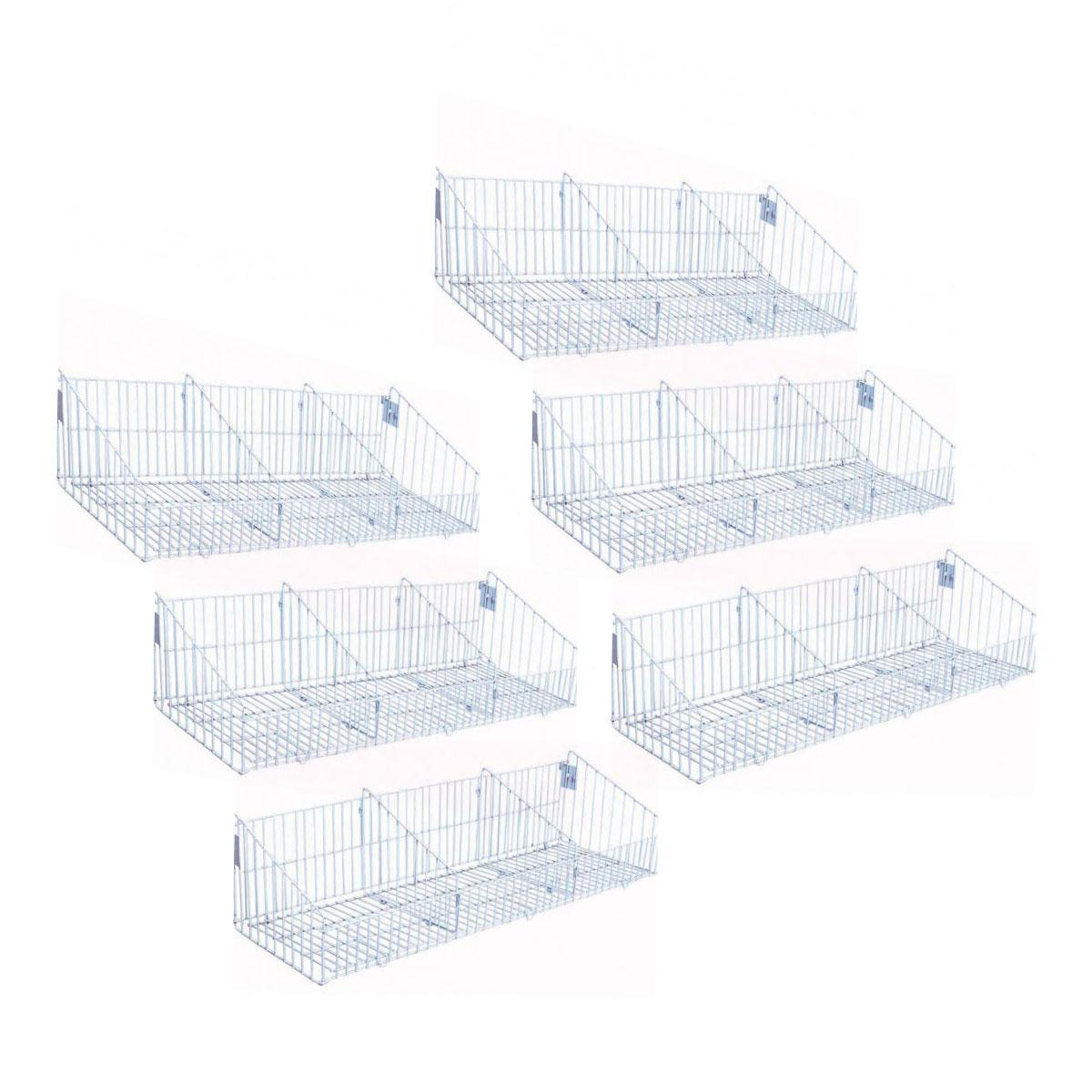 Kit - 6 Cestos Com Divisórias Branco New Plus - Sa Gondolas