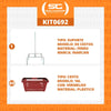 Kit - Suporte Para Cestos de Compras Duplo + 60 Cestos D100 Vermelho
