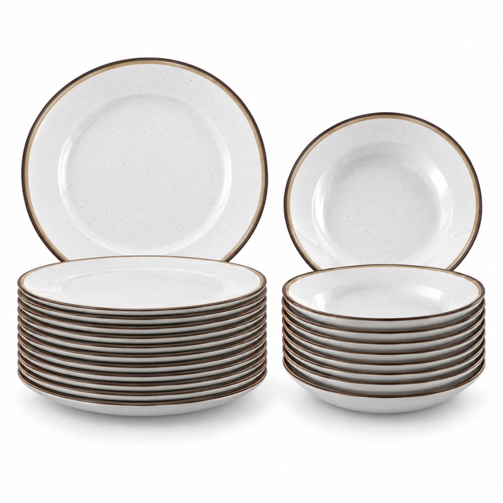 Jogo de Pratos Fundo 21 cm e Raso 25 cm Canyon 24 Peças em Porcelana Decorada - Tramontina