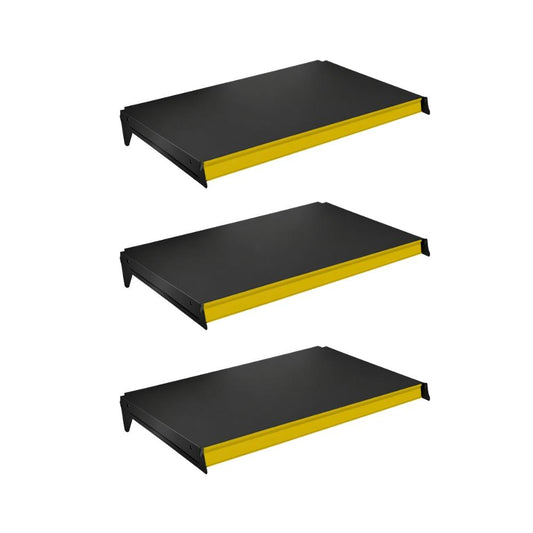 Kit 3 Bandejas Prateleiras 40x73 P/gôndola New Plus Preta Porta Etiquetas Amarelo - SA Gôndolas