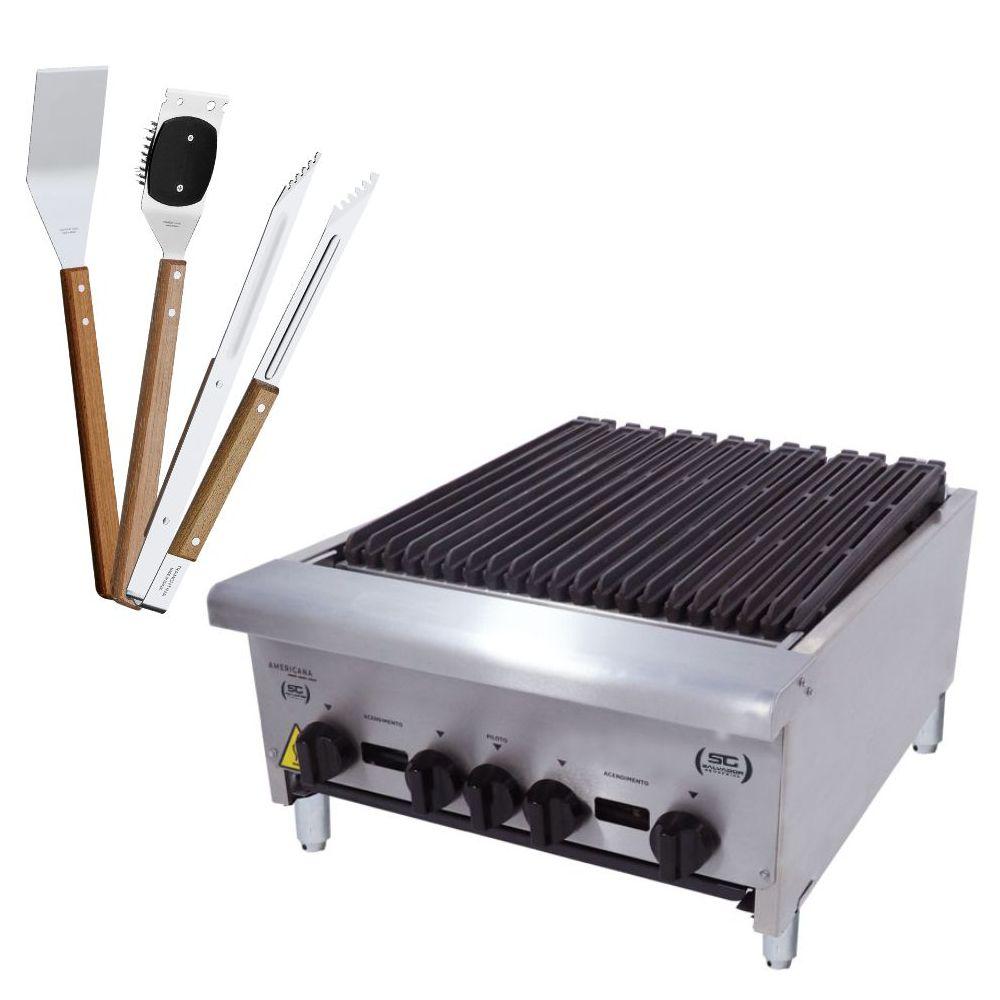 Char Broiler Americana Profissional Grill 60cm a Gás Inox CGG60 e Utensílios - Venâncio