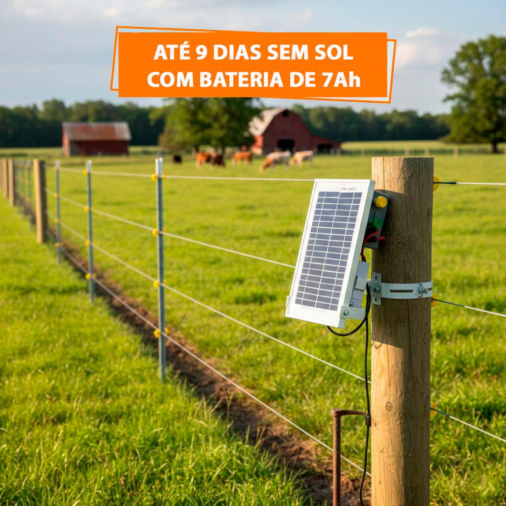 Eletrificador Solar de Cercas C/bateria Pequenas Propriedades Até 4.500m ZS20 BI 12V - ZEBU3375-8