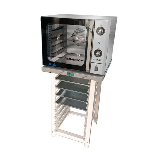 KIT - Forno Turbo Convector Smart Basic Inox FCSB4E 220v + Bancada Mes-004 + 4 Assadeiras - Venâncio