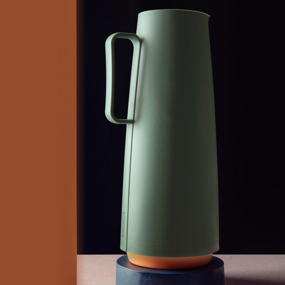 Chaleira Com Apito Roma em Aço Inoxidável 2,7l Brinox e Bule Garrafa Térmica 1l Verde Tramontina