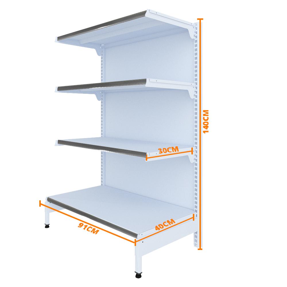 Gôndola Prateleira New Plus 1,40 Ponta GP - Sa Gôndolas Porta Etiquetas Cinza