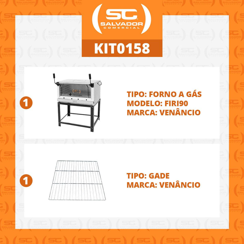 Kit Forno De Lastro a Gás Refratário Roma Inox FIRI90 + Grade Extra - Venâncio