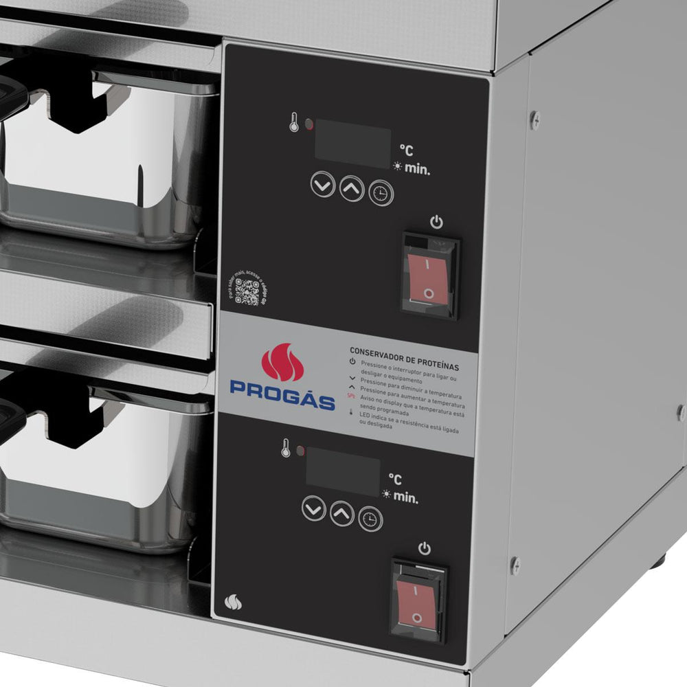 Conservador De Proteínas Profissional Digital Até 80°C 8 Cubas 1600W PRCPROT-08 220V - Progás P46426