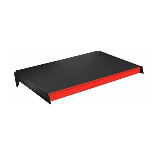 Bandeja Prateleira 40x73 Para Gôndolas New Plus Preta Com Porta Etiquetas Vermelho - SA Gôndolas