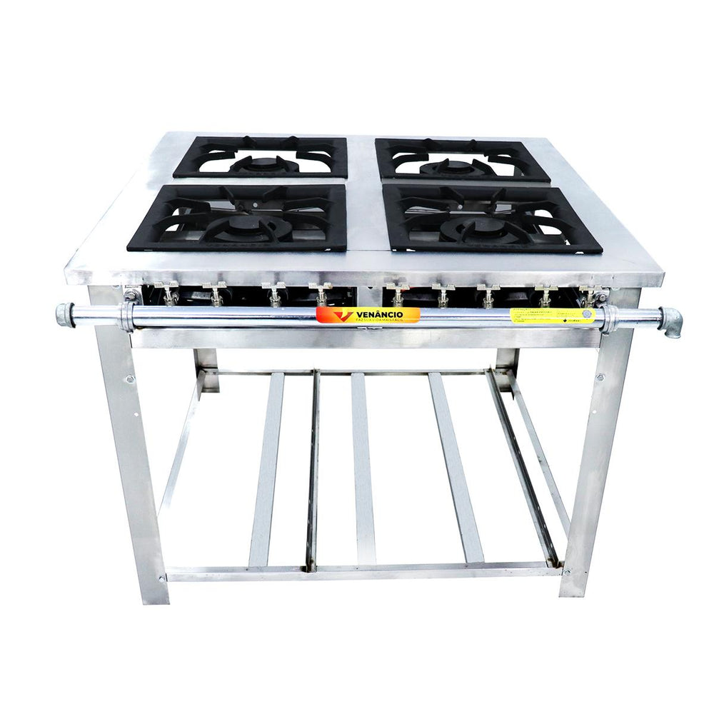 Fogão Profissional 4 Bocas Duplas a Gás Baixa Pressão Inox MI4D4 - Venancio