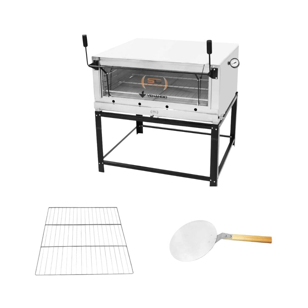 Forno Gás Industrial Pedra Refratária Roma Inox Firi110 + 1 Grade Extra + pá Pizza - Venâncio