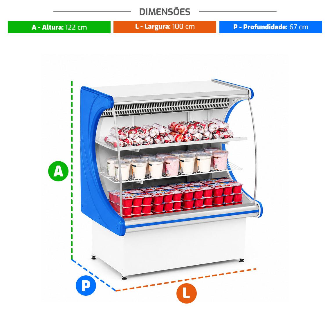 Vitrine Panorâmica Refrigerada Balcão Expositor Com Serpentina 1,00m Vprs 1000 Azul 220v - Refrimate