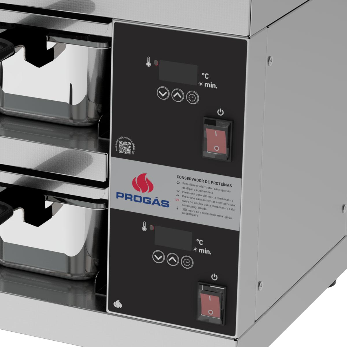 Conservador de Proteínas Profissional Digital Até 80ºc 6 Cubas 1200w Prcprot-06 220v - Progás P46410