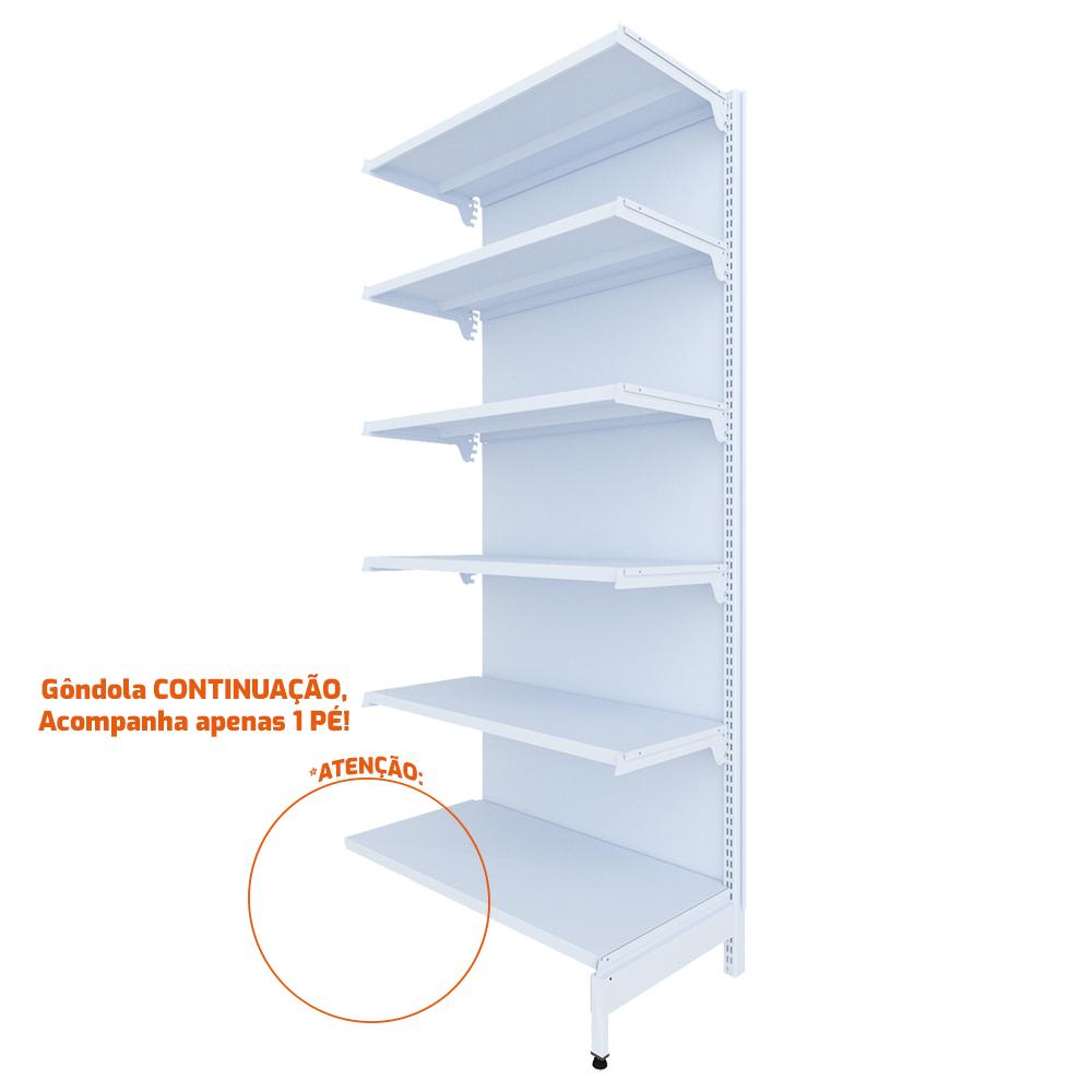 Gôndola Prateleira New Plus 2,00 Parede Continuação GPC - Sa Gôndolas Porta Etiquetas Cinza