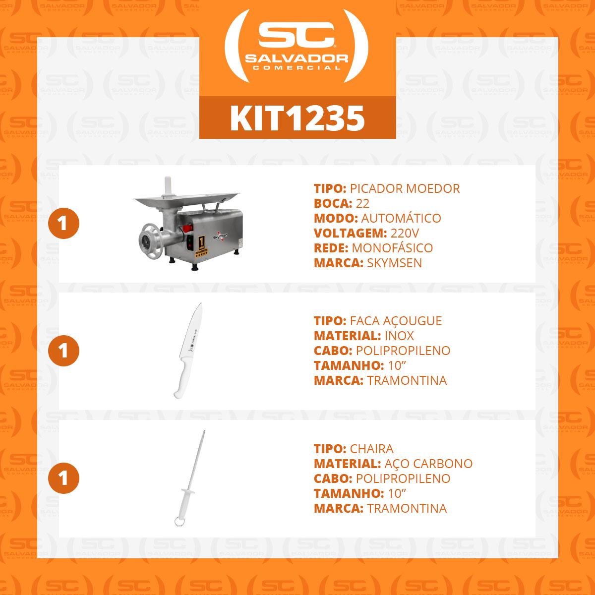 Picador Moedor de Carne Açougue Profissional 1,5 Cv Boca 22 PS-22m 220V Skymsen + Faca + Chaira