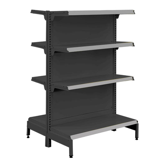 Gôndola Prateleira Preta New Plus 1,40 Central Inicial GCI - Sa Gôndolas Porta Etiquetas Cinza