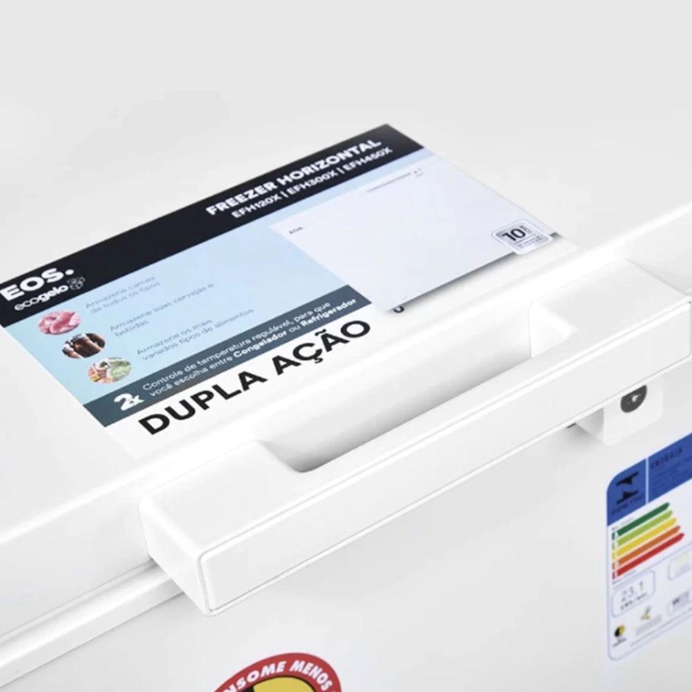 Freezer Horizontal Conservador 205 Litros Dupla Ação +8°C a -18°C Eco Gelo Tampa Sólida EFH300X 220V - EOS