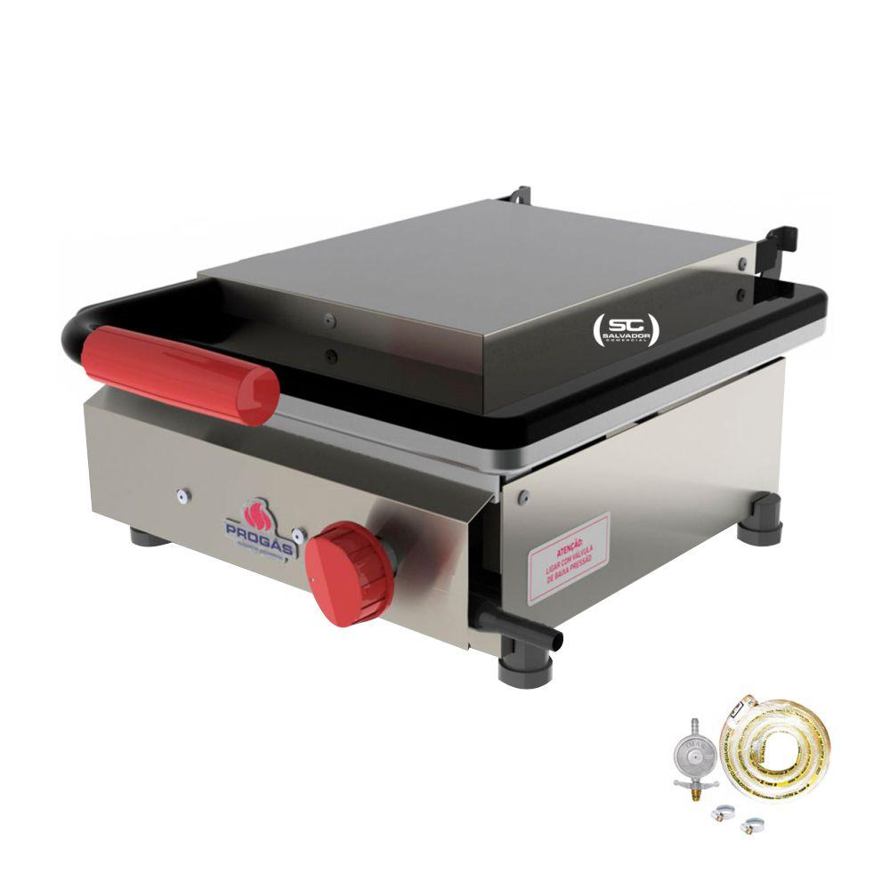 Kit Chapa Sanduicheira a Gás Prensa Profissional Grill PR-350G + Kit Gás - Progás