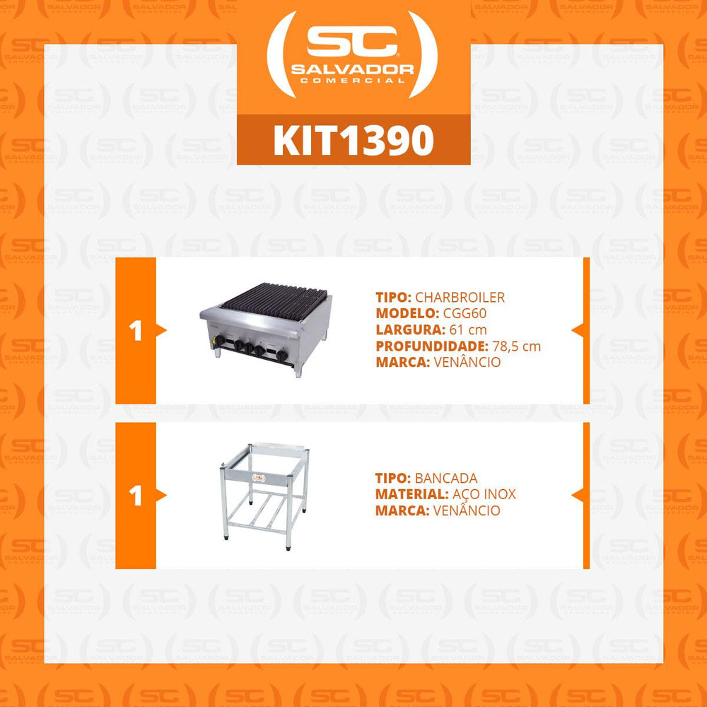 Char Broiler Americana Profissional Grill 60cm Gás Inox Com Pé CGGP60 - Venâncio