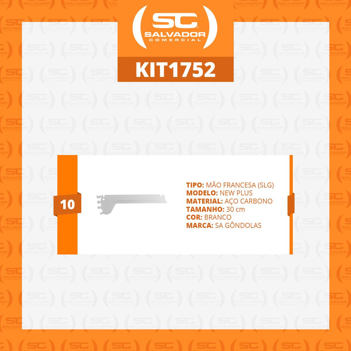 Kit 10 Mãos Francesas Apoio Para Bandeja 30cm SLG Gôndolas New Plus - SA Gôndolas