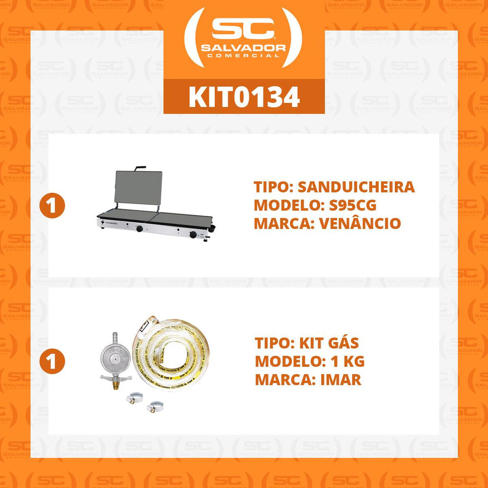 Kit Chapa Sanduicheira a Gás Prensa Profissional De Gaveta Conjugada 95cm S95CG + Kit Gás - Venâncio