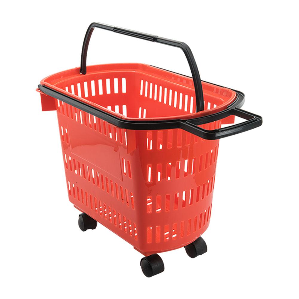 Cesto de Compras Para Supermercado Tamanho Grande Com Rodízio D300 - Della Plast