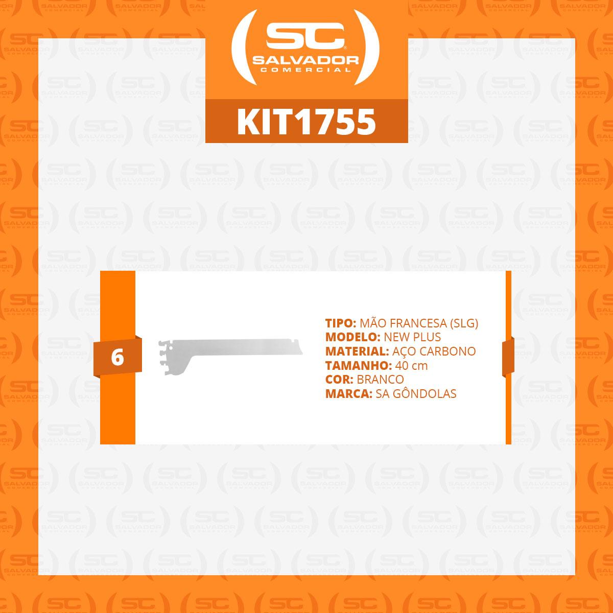 Kit 6 Mãos Francesas Apoio Para Bandeja 40cm SLG Gôndolas New Plus - SA Gôndolas