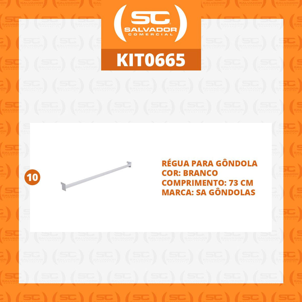 Kit 10 Réguas Para Ponta de Gôndola 73cm - SA Gôndolas