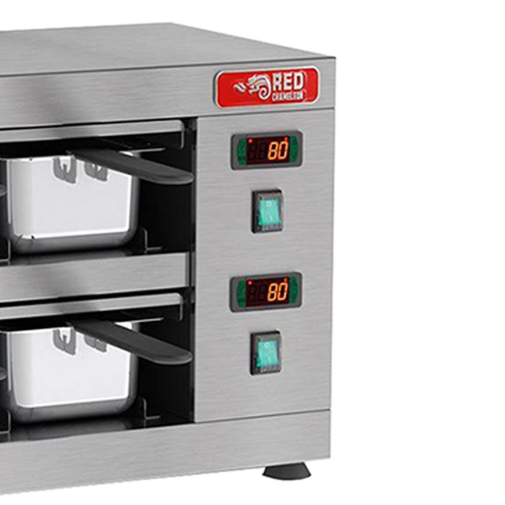 Conservador De Proteínas Profissional Digital 50 a 100ºC 1200W 6 Cubas 1/3 COPROH6 220V - Red Chameleon