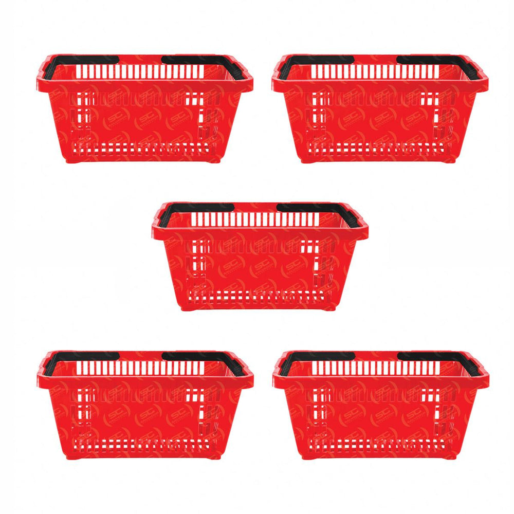 Kit 5 Cestos Compras Plástica D100 Cód. 3000 Vermelho - Della Plast
