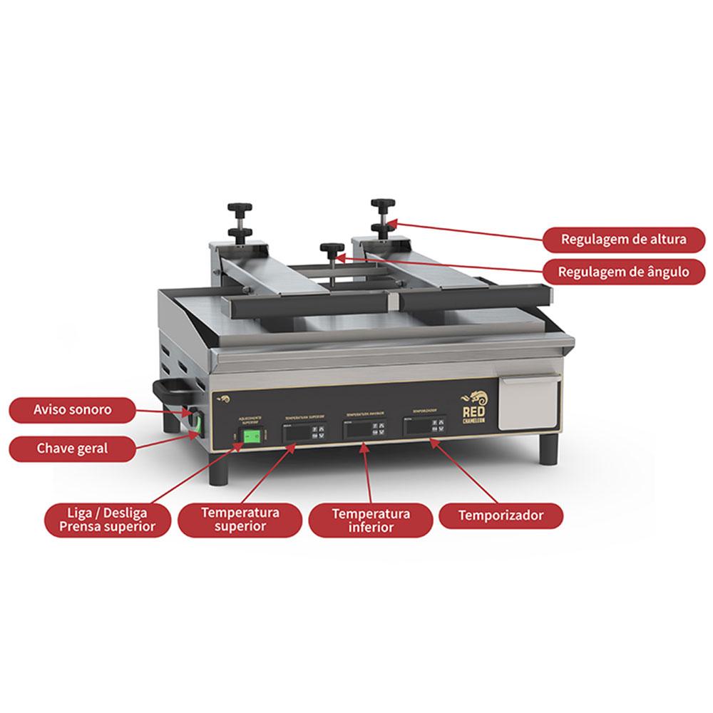 Sanduicheira Prensa Dupla Tostadeira Elétrica 6000W STEL600 220V - Red Chameleon 304114-0