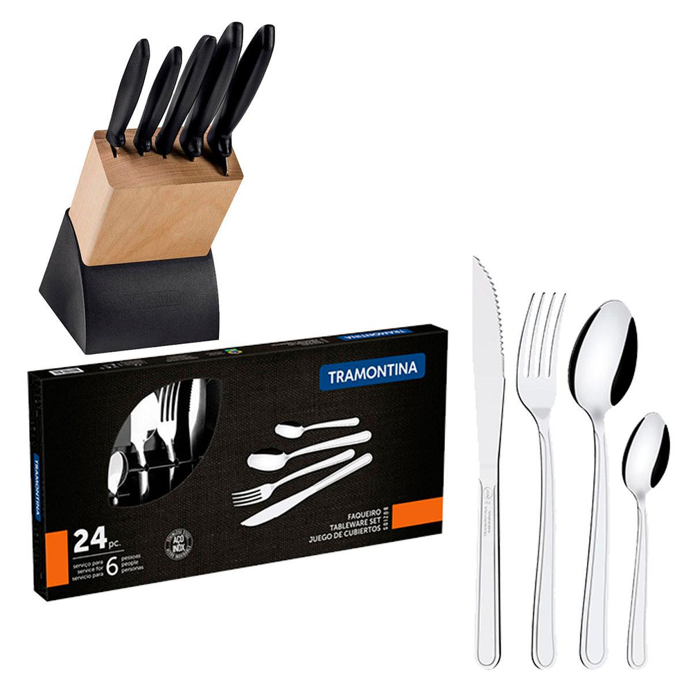 Kit Faqueiro Plenus 6 Peças + 1 Faqueiro 24 Peças Buzios Inox - Tramontina