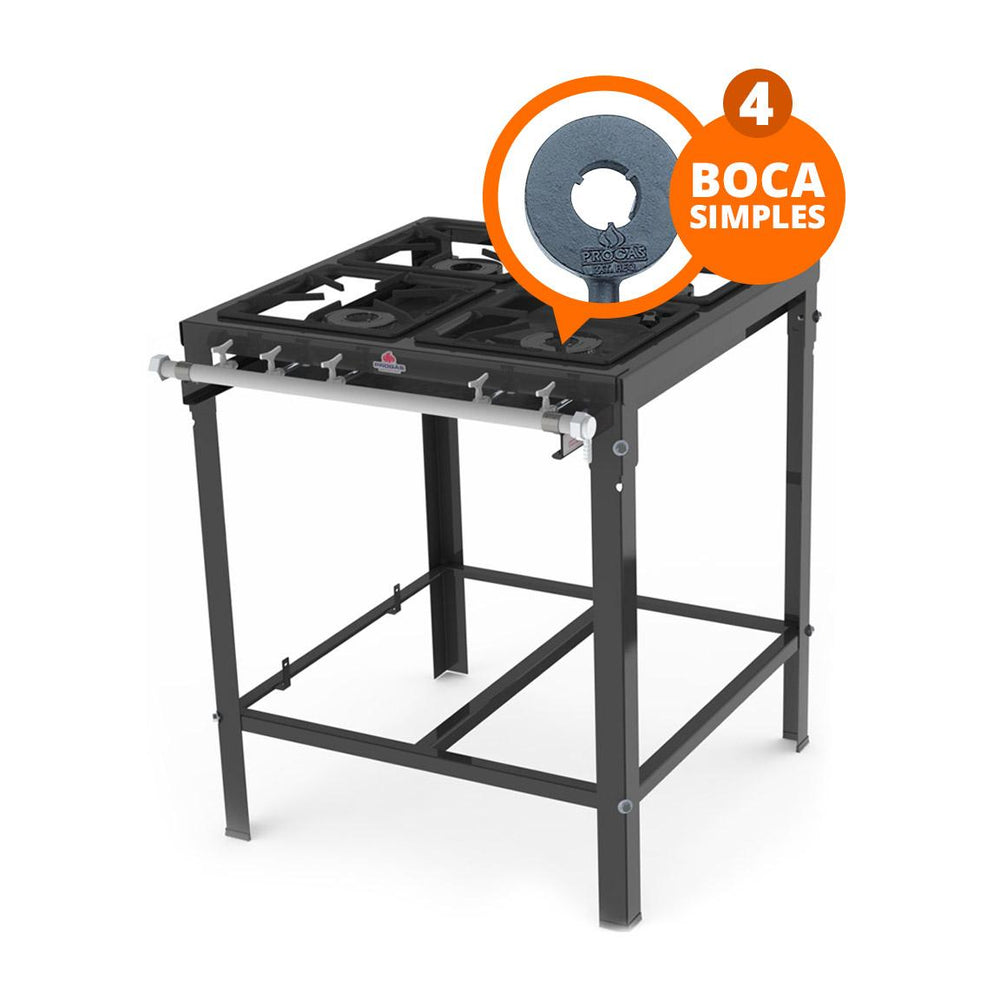 Fogão Industrial 4 Bocas Simples a Gás Baixa Pressão PMS-400 - Progás