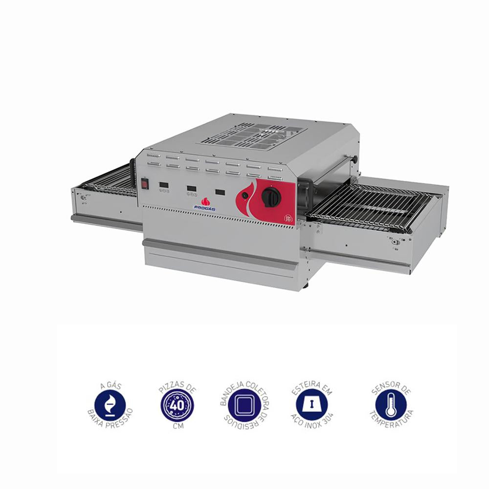 Forno Esteira Pizzas 40cm Híbrido Gás e Elétrico Profissional PRFE-400 G2 NH 220V - Progás P45561