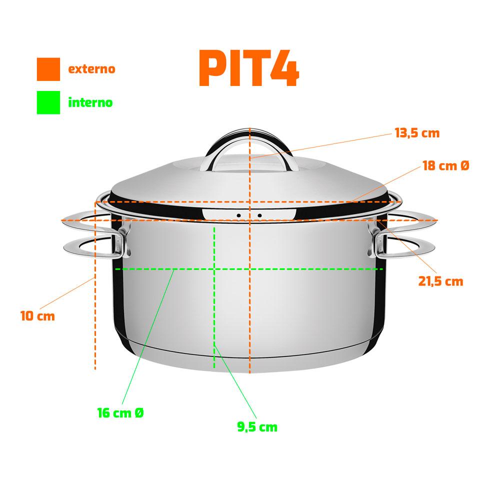 Panela Caçarola Funda em Aço Inox Linha Solar Fundo Triplo 16 cm Ø 1,8L PIT4 - Tramontina 62504160