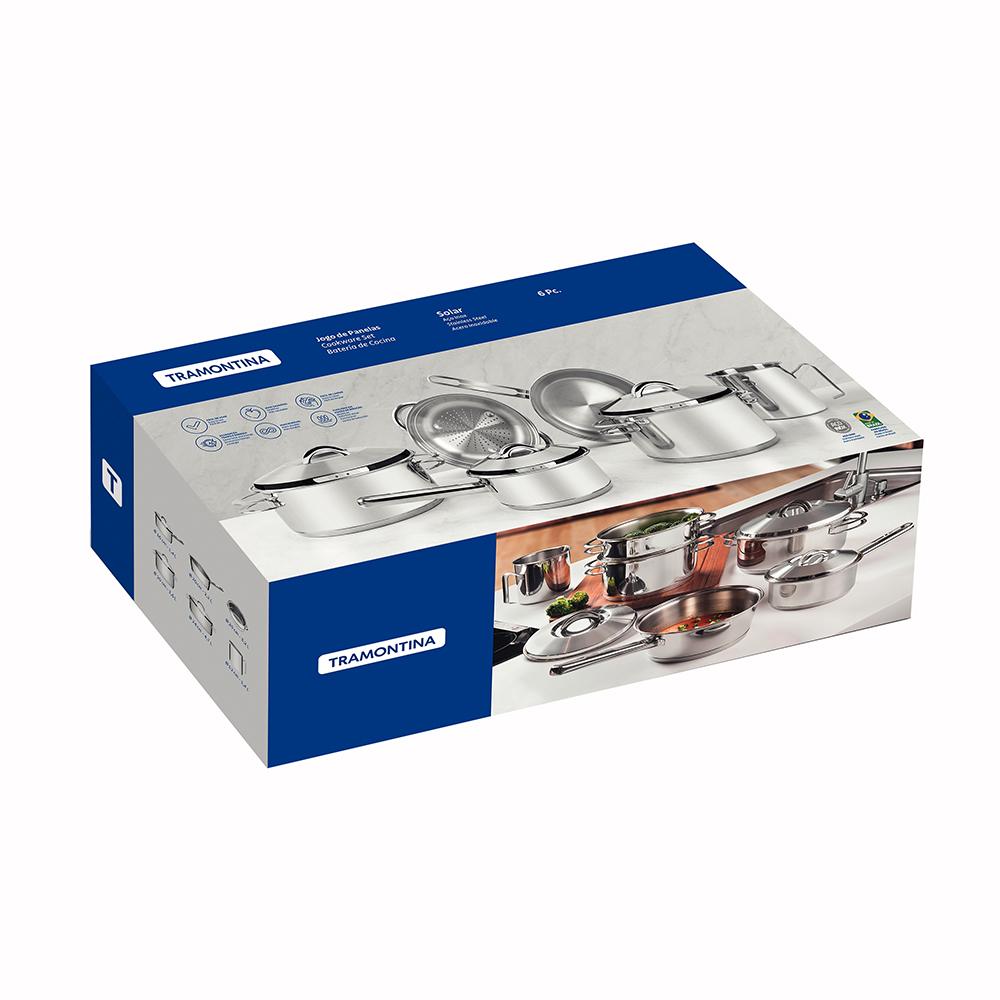 Conjunto de Panelas Em Aço Inox 6pcs Linha Solar - Tramontina