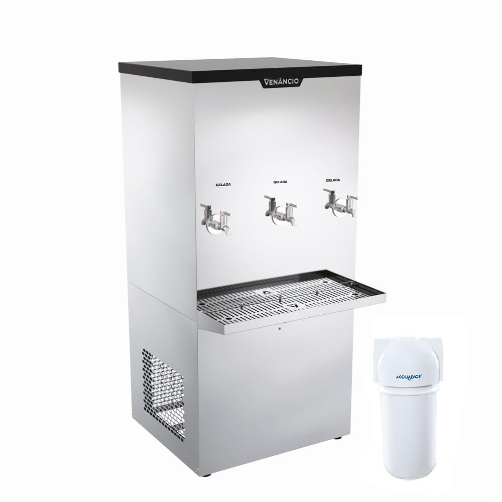 Kit Bebedouro Industrial 100 Litros Refrigerado Inox BI100L 220V + Filtro - Venâncio
