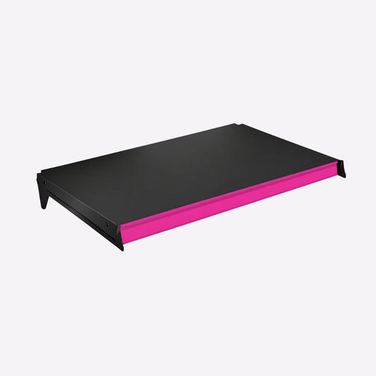 Bandeja Prateleira 40x91 Para Gôndolas New Plus Preta Com Porta Etiquetas Rosa - SA Gôndolas