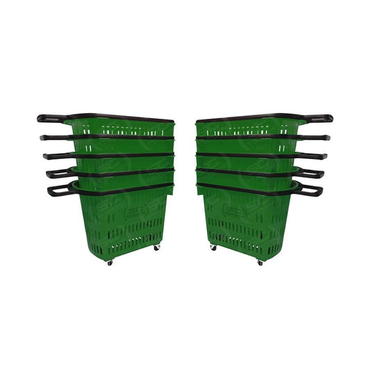 Kit - 10 Cestos Grande Com Rodízio D300 Cód. 3300 Verde - Della Plast