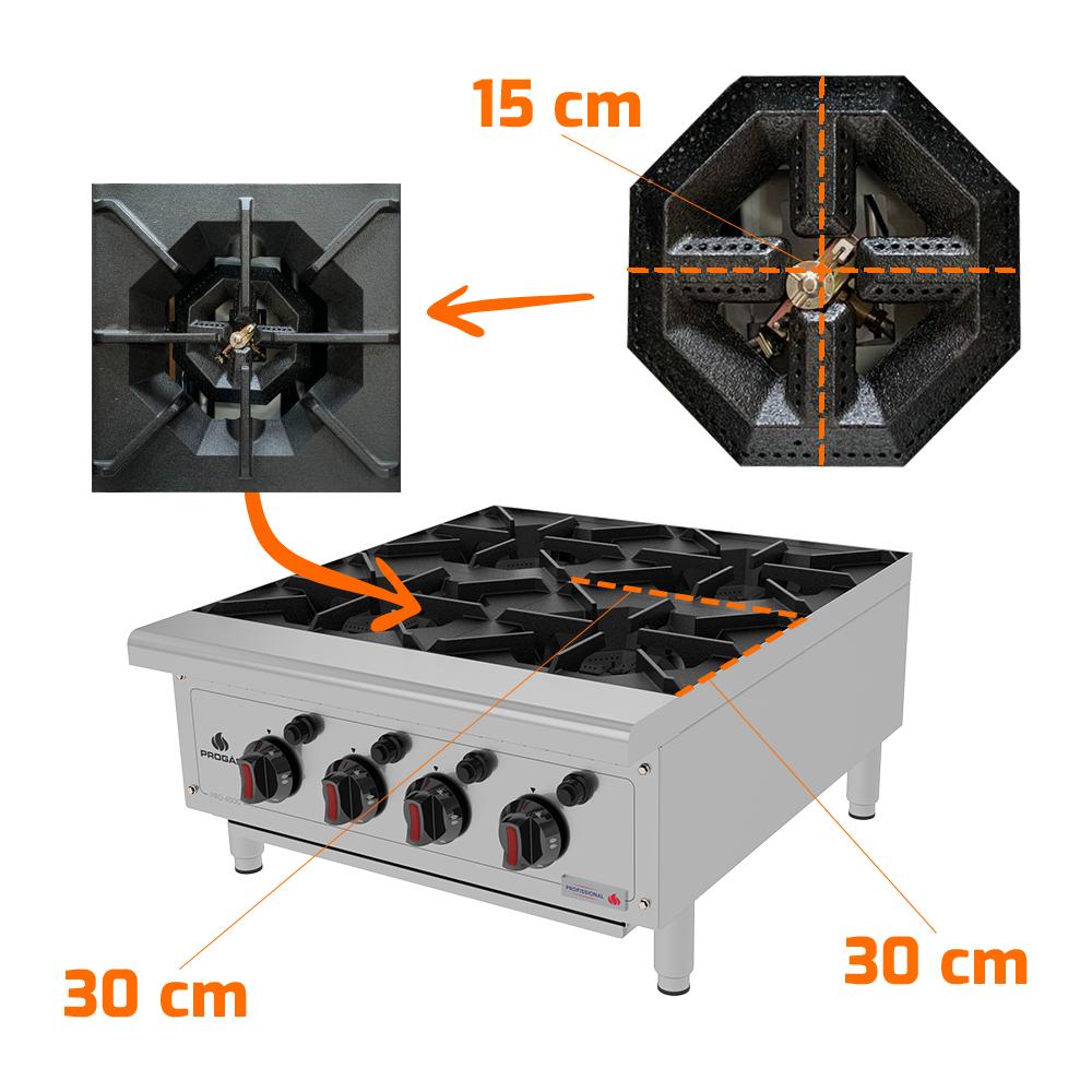 Fogão de Bancada Profissional Para Cozinhas Industriais 4 Bocas a Gás Pro-4000 - Progás P44608