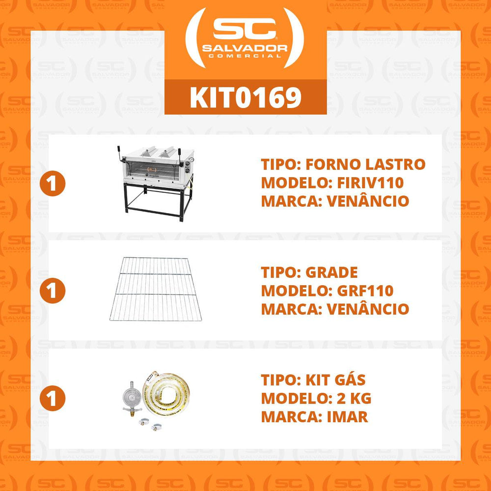 Kit Forno De Lastro a Gás Refratário Roma Inox Infravermelho FIRIV110 + Grade Extra + Kit Gás 2kg