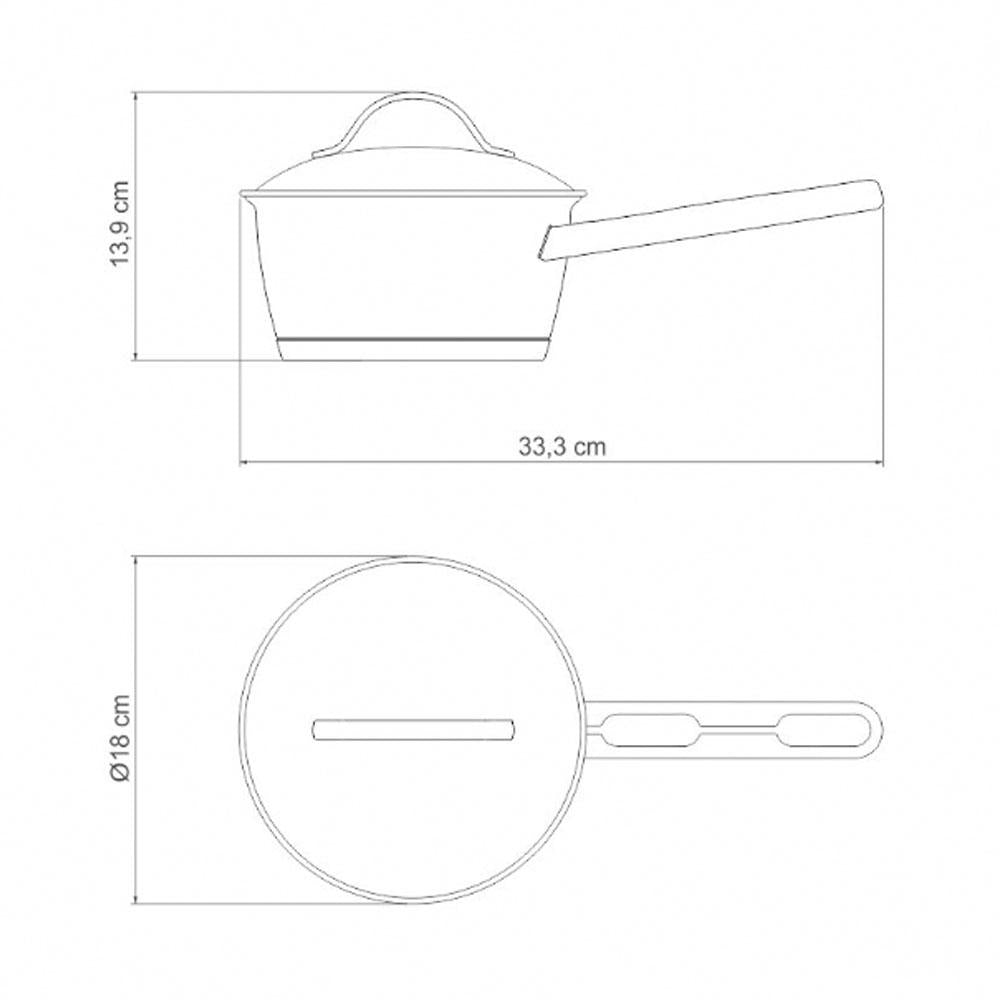 Panela Allegra Aço Inox Fundo Triplo Fogões de Indução 16 Cm 1,5 L - Tramontina 62651161