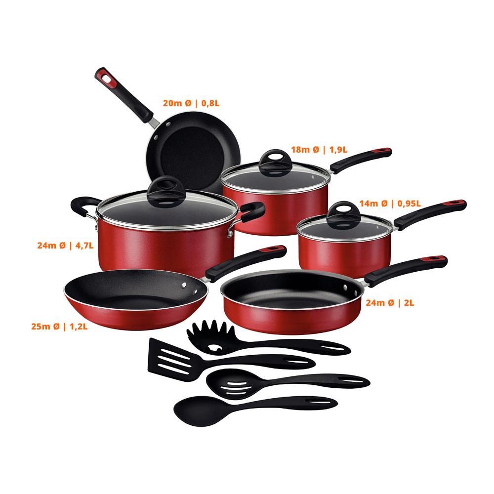 Kit Cozinha Everyday Em Alumínio Antiaderente Starflon Externo Siliconado Vermelho 10 Peças - Tramontina 27899205