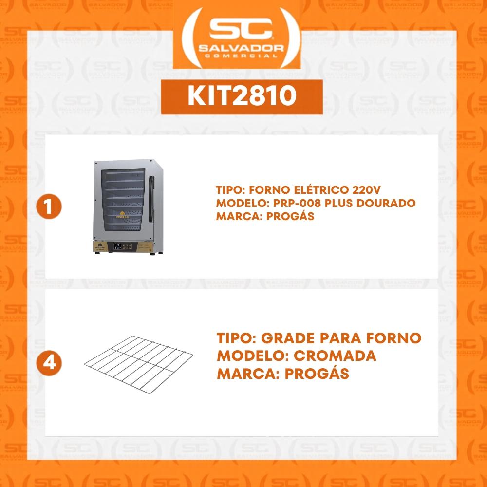 Kit Forno Turbo Elétrico Profissional Digital Prp-008 Plus 220v Dourado + 4 Grades - Progás
