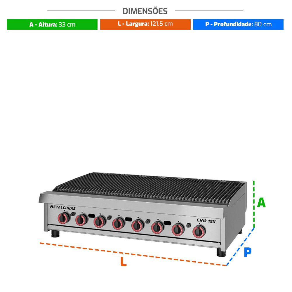 Char Broiler a Gás Profissional Inox Chapa Grill Premium 120cm CHB-120 G2 - Metalcubas 26391