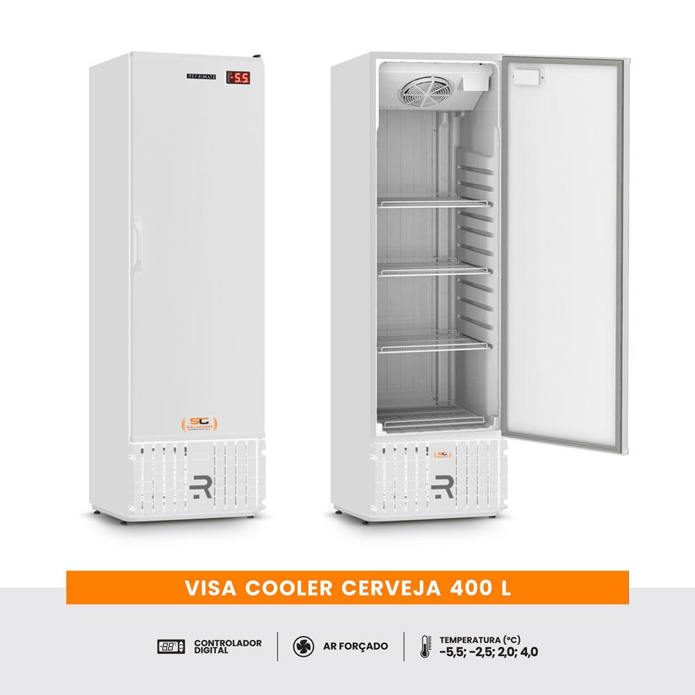 Visa Cooler Cervejeiro Porta Sólida -5,5 a 4 ºc 400l Vcce400psb Branca 220v - Refrimate